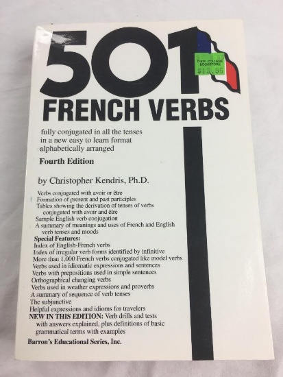 1996 "501 French Verbs" by Christopher Kendris, Ph.D. PAPERBACK.