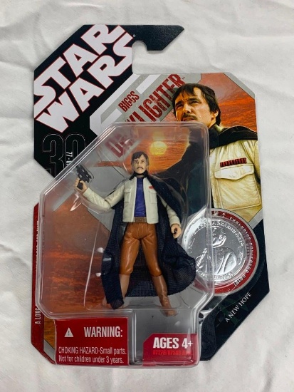Star Wars 30th Anniversary BIGGS DARKLIGHTER Action Figure with Coin NEW A New Hope
