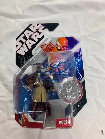 Star Wars 30th Anniversary MACE WINDU Action Figure with Coin NEW Revenge Of The Sith