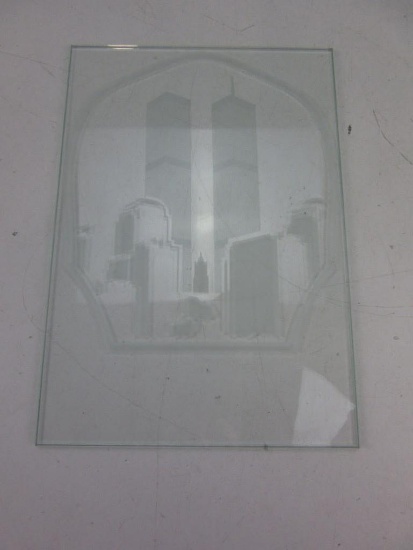 TWIN TOWERS 9/11 Memorial Glass Etching 11"x7.5"