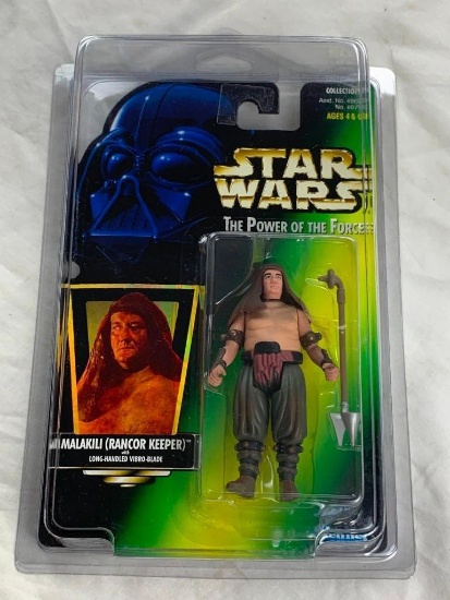 STAR WARS 1997 Power Of The Force MALAKILI Action Figure on Green Hologram Card NEW with case