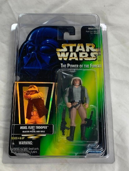 STAR WARS 1997 Power Of The Force REBEL FLEET TROOPER Action Figure on Green Hologram Card NEW