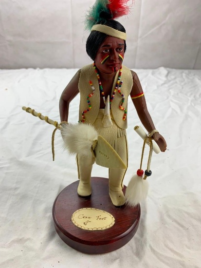 CROWFOOT Kainai Nation Indian Plastic Doll with outfit on base