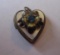 Vintage 12Kt gold filled with mother of pearl, enamel, and blue stone heart-shaped locket pendant
