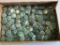 Large box lot of synthetic round green stones for making jewelry or for crafts