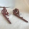 Set of 2 African Redware Ceramic Sculpted Nude Man and Woman Smoking Pipes