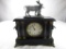 Antique Cast and Wood Sessions Clock Co. Mantle Clock with Cast Iron Bull on Top For Parts and