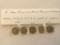 Lot of 5 San Francisco Mint Roosevelt Silver Dimes; 1951S, 1952S, 1953S, 1954S and 1955S