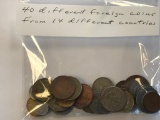 (40) Different Foreign Coins From 14 Different Countries