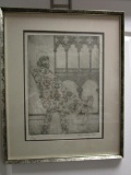 Framed pencil sketch of noble-man with dagger signed by the artist