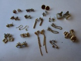 Lot of 17 costume jewelry pierced earring sets and one gold-tone sweater pin
