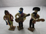 Set of 3 handcrafted minstrel dolls made in Paraguay