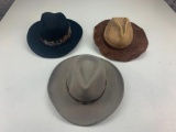 Lot of 3 Women's Wool Felt Cowboy Hats- includes 2 Stetson