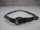 Size Large Genuine Leather Belt w/ Beaded Half