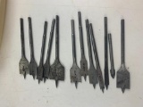 Machinist tools Flat Wood Drill Bits lot of 12