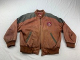 CORVETTE Reed Sportswear Leather Bomber Jacket Coat Brown Men's Size Large