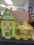 Victorian Dollhouse Complete with Furnishings and Decor