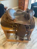 Vintage Western Leather with wool Horse Saddle