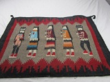 Native American-style needlepoint pillowcase with canvas backing