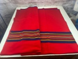 Vintage Wool Blanket with mulit color strips 92 x 64 inches