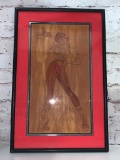 Original Drive In Car Hop 50's Diner Girl On Roller Skates Multi Media Framed Art Signed by Artist