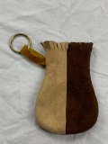 Brown and tan Leather suede Pouch