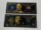 Lot of 2 Plated Foil Novelty Notes Gold Banknotes $50 and $10