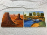 Virgin River and The Mittens Monument Valley Utah Hand Painted Art paintings on Canvas