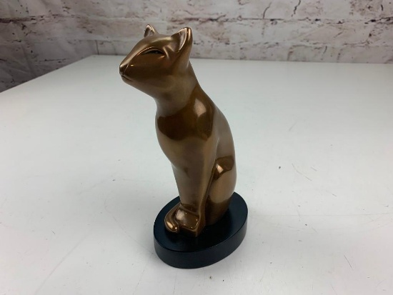 Vintage Art Deco 1960s Floyd Dewitt Cat Bronze Cast Statue Sculpture Figurine