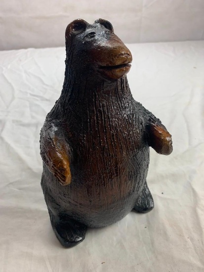 Native American Hand Crafted Pottery Figure of a BEAR with COA