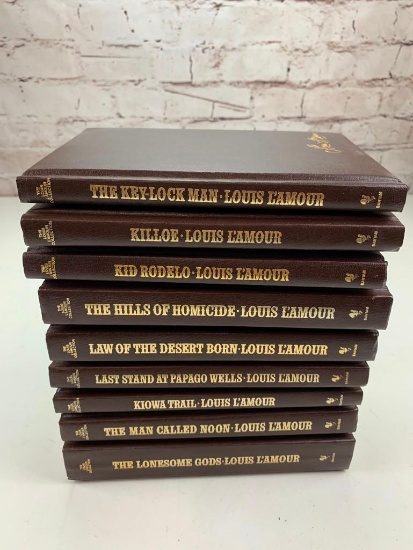 Lot of 9 Louis L'Amour Bantam Leatherette Western Collectible Books