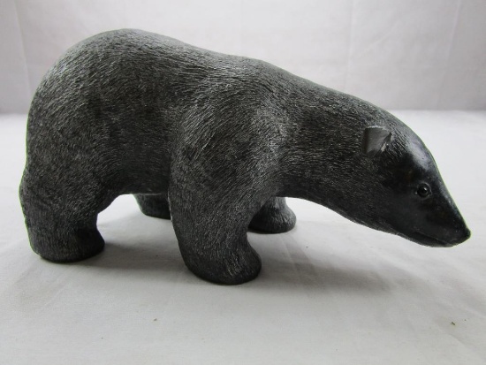 Wolf Originals Canada Black Polar Bear Soap Stone sculpture marked by the artist.