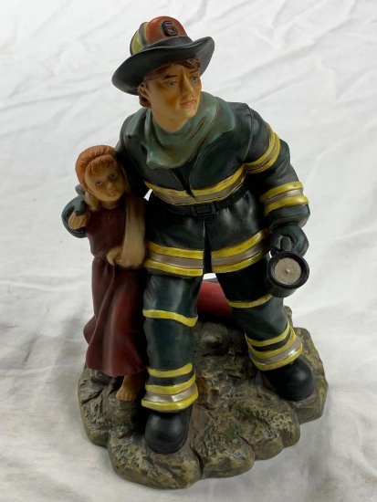 Fireman Firefighter With Child Figure by Heartland Mint