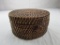 Woven wicker table-top storage basket