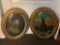 Lot of 2 Antique Oval Wood Frame with Convex Bubble Glass- Statue of Liberty and a Gentlemen