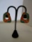 Vintage gold-tone with coral and turquoise-colored enamel clip on earrings