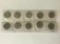 10 UNC Jefferson Nickels; 1957, (2) 1959, (2) 1960, (2) 1961, 1964, 1965