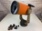 Vintage Orange Celestron 8 Telescope with extra lenses
