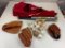 Lot of 2 aluminum Baseball Bats, 3 Gloves, 13 Baseballs and Nike Storage Bag