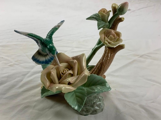 Vintage porcelain figure of a Humming Bird and Flower