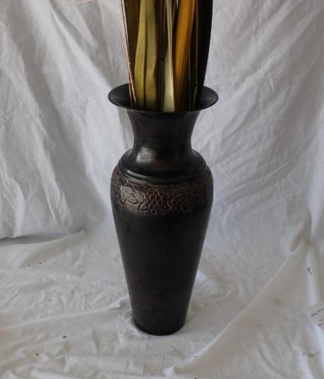 Nice Black Metal Vase with Dried Plant Overall 65" Vase 18 x 7