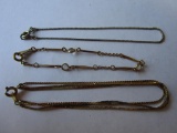 Lot of 3 costume jewelry gold-tone chain bracelets