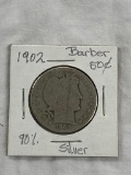1902 Barber 50 Cent Coin 90% Silver