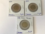 Lot of 3 Canada $2 Polar Bear Knowledge Coins; (2) 2000 and a 1997