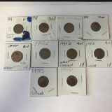 Lot 10 US Wheat Pennies 1 Cent Coins; 1909 - 1948S