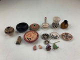 Lot of Miniature Native America Pottery, Stone figures- Some items signed by the Artist