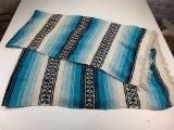 Southwestern Style Blue, White and black Print Cotton Fabric Throw Blanket