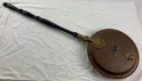 Antique Vintage Copper with Brass Bed Warmer Pan With Wooden Handle From Goldfield Hotel Nevada