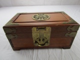 Wood and brass oriental-style jewelry box