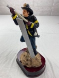 Fireman climbing ladder with hose figure Including blank plate for engraving
